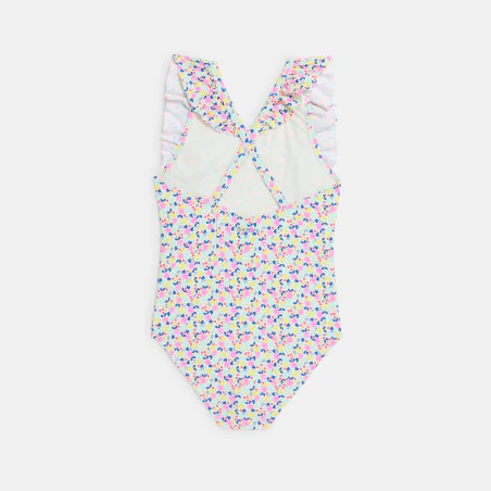 Girl's multicoloured printed swimming costume