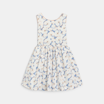 Girl's chic blue printed flared dress