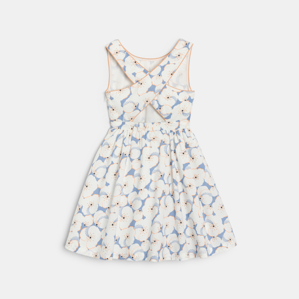 Girl's chic blue printed flared dress