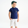 Boy's navy blue short-sleeve palm tree polo shirt