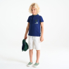 Boy's navy blue short-sleeve palm tree polo shirt