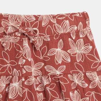 Girl's sienna brown printed flared shorts