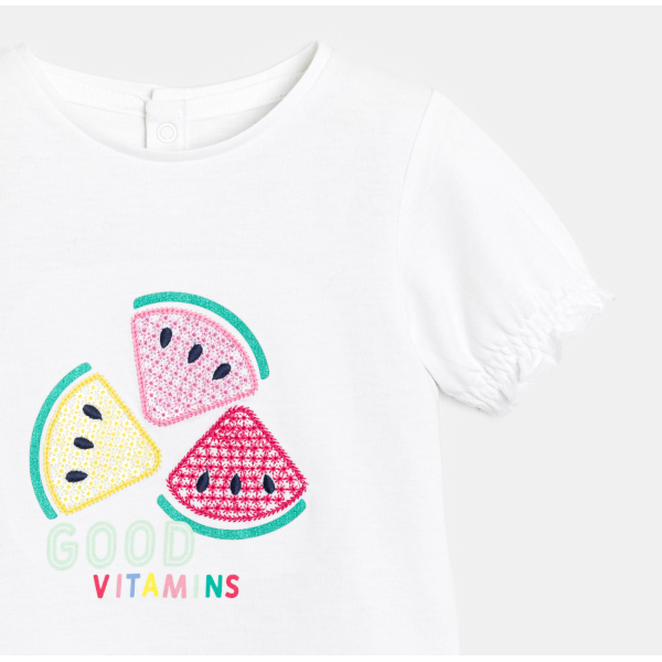 Baby girl's white sequinned T-shirt