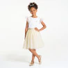 Girl's white embroidered flared skirt