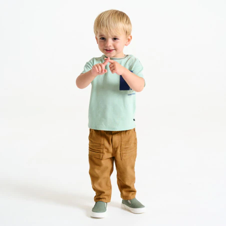 Baby boy's brown cotton and linen trousers