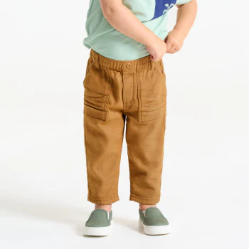 Baby boy's brown cotton and linen trousers