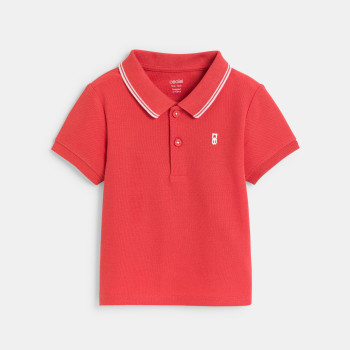 Polo maille piquée uni rouge bébé garçon