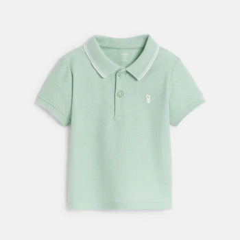 Polo maille piquée uni bleu bébé garçon