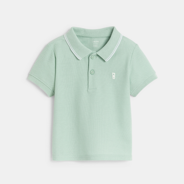 Baby boy's plain blue piqué polo shirt