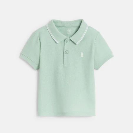 Polo maille piquée uni bleu bébé garçon