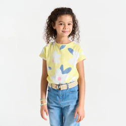 T-shirt manches courtes imprimé jaune Fille