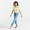 Girl's yellow printed short-sleeve T-shirt