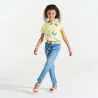 Girl's yellow printed short-sleeve T-shirt