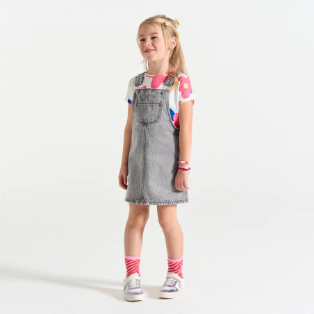 Girl's white printed short-sleeve T-shirt