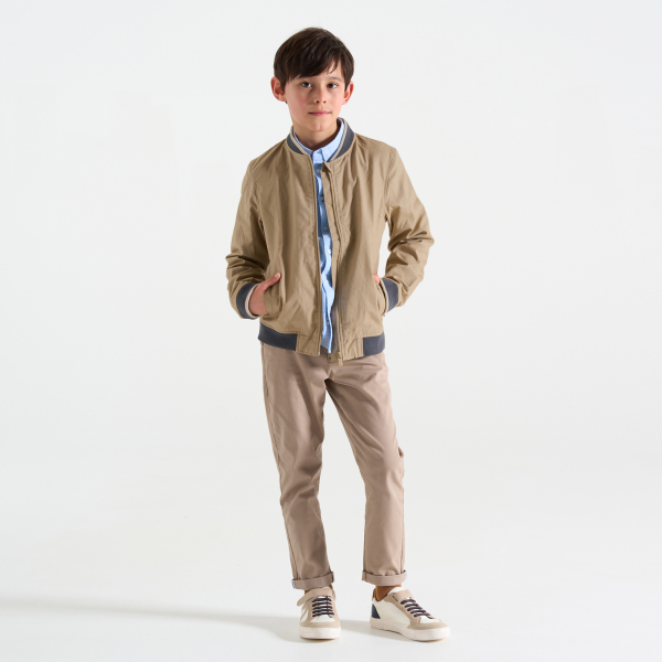 Blouson teddy en toile beige Garçon