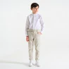 Pantalon chino slim + ceinture écru Garçon