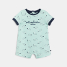 Baby boy's blue whale romper suit