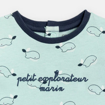 Combi courte baleine bleu bébé garçon