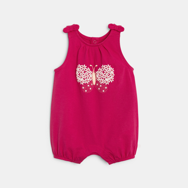 Baby girl's pink butterfly romper.