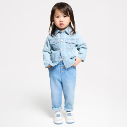 Pantalon taille haute bleu bébé fille