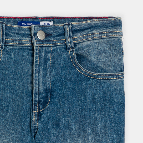 Boy's blue faded slim-fit jeans
