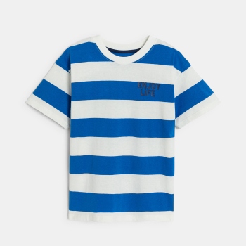 Boy's blue striped short-sleeve T-shirt