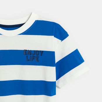 Boy's blue striped short-sleeve T-shirt