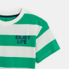 T-shirt manches courtes à rayures vert Garçon