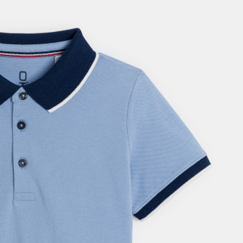 Polo manches courtes en jersey piqué bleu ciel Garçon
