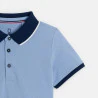 Boy's sky blue jersey piqué polo shirt with short sleeves