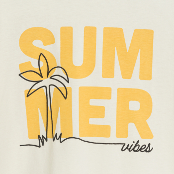 Boy's beige short-sleeve slogan T-shirt