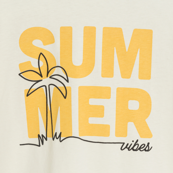 Boy's beige short-sleeve slogan T-shirt