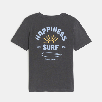 Boy's grey short-sleeve T-shirt with slogan front and back