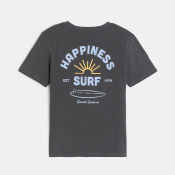 T-shirt manches courtes à message devant et dos gris Garçon