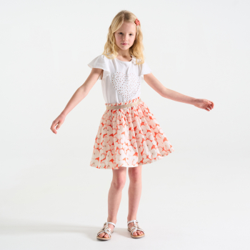 Jupe-jupon imprimée orange Fille