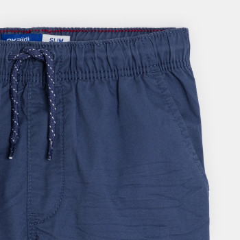 Boy's slim-fit plain canvas Bermuda shorts