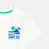 Boy's white slogan T-shirt with short sleeves