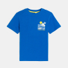 Boy's blue slogan T-shirt with short sleeves
