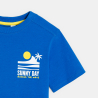 Boy's blue slogan T-shirt with short sleeves