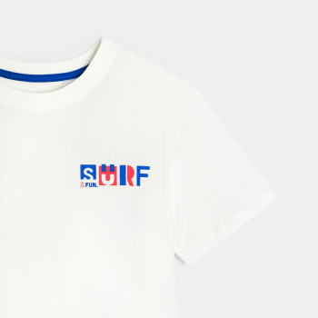 Boy's white surfer short-sleeve T-shirt
