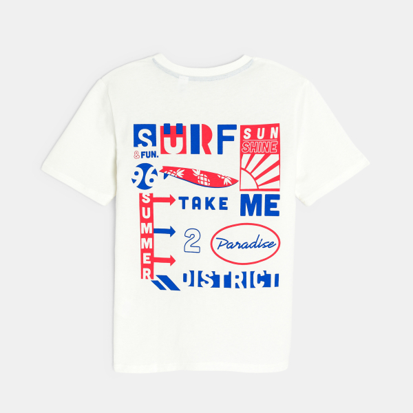 Boy's white surfer short-sleeve T-shirt