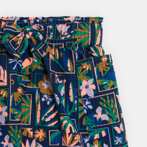 Girl's blue printed loose-fit shorts