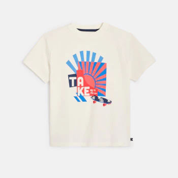 T-shirt manches courtes à message blanc Garçon