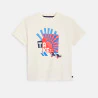 Boy's white slogan T-shirt with short sleeves