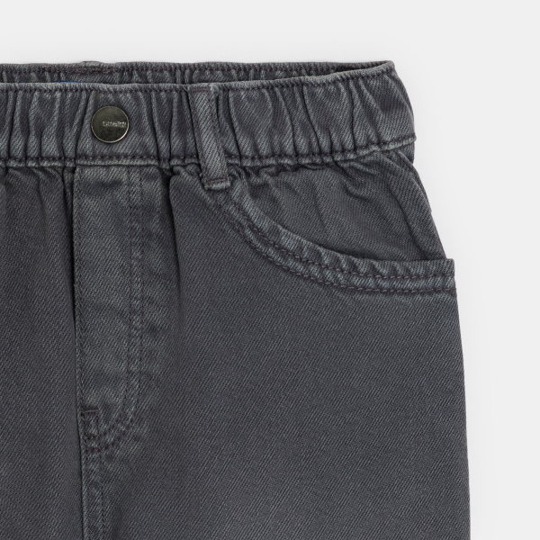 Boys' faded black relaxed Bermuda shorts