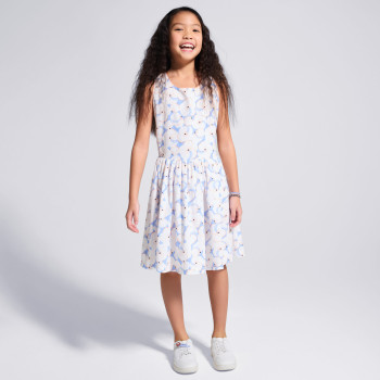 Robe chic imprimée évasée bleu Fille