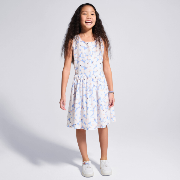 Robe chic imprimée évasée bleu Fille