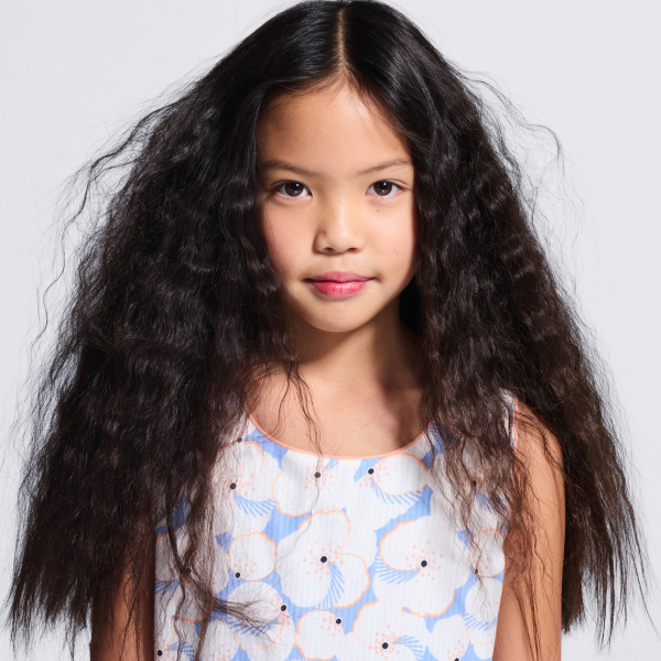 Robe chic imprimée évasée bleu Fille