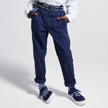 Pantalon chino slim + ceinture bleu marine Garçon