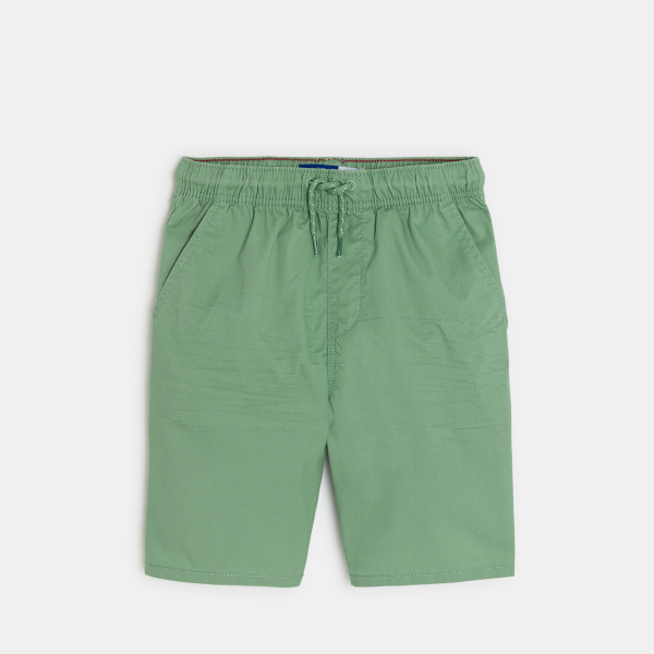 Bermuda slim en toile unie vert garçon
